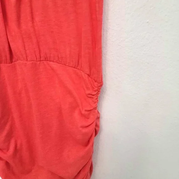 Soft Joie Coral Ruched Bottom Made in Peru Bodycon Tank Dress SZ Medium - Picture 3 of 12